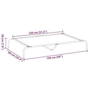 Vyvýšený pelíšek pro psy černý 150x90x20 cm Textilén a ocel - obrázek 8