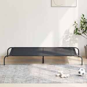 dvignjena pasja postelja črna 150x90x20 cm tekstilen in jeklo