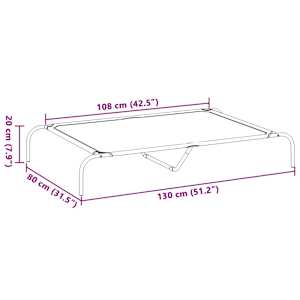 vyvýšený pelíšek pro psy vidaXL černý 130x80x20cm Oxford Fabric a ocel - obrázek 8