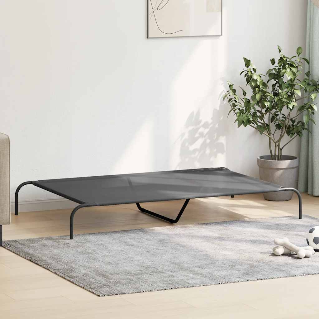 vidaXL Pat înălțat pentru câini gri 150x90x20 cm Textilenă și oțel
