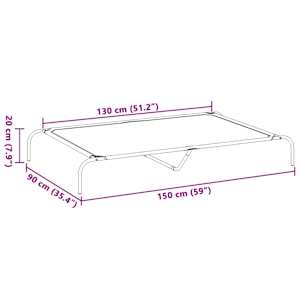 Zvýšený pelíšek pro psy šedý 150x90x20 cm Textilén a ocel - obrázek 8