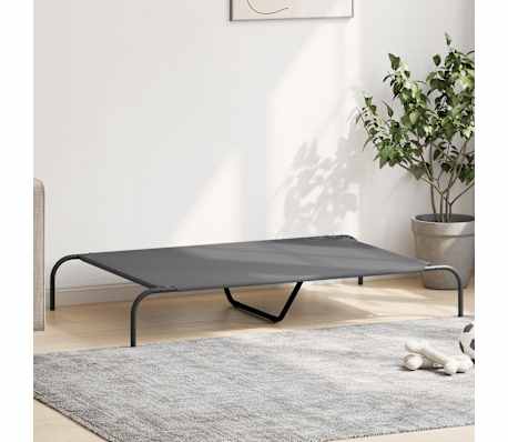 vidaXL Hundebett Erh&ouml;ht Grau 130x80x20 cm Oxford-Gewebe und Stahl