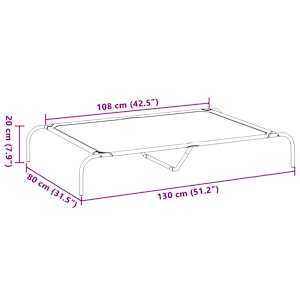 vyvýšený pelíšek pro psy šedý 130x80x20 cm Oxford Fabric a ocel - obrázek 8