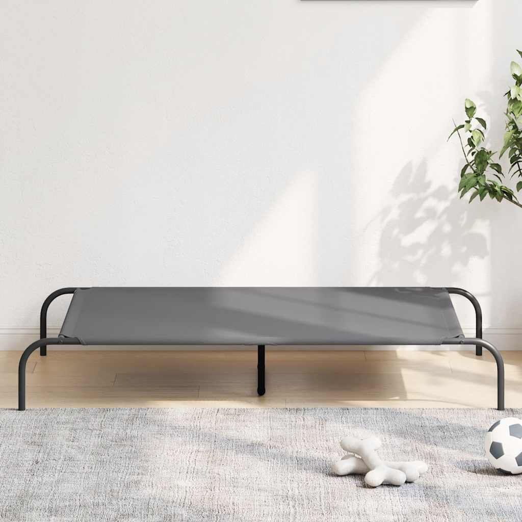 vidaXL Hundebett Erhöht Grau 130x80x20 cm Oxford-Gewebe und Stahl