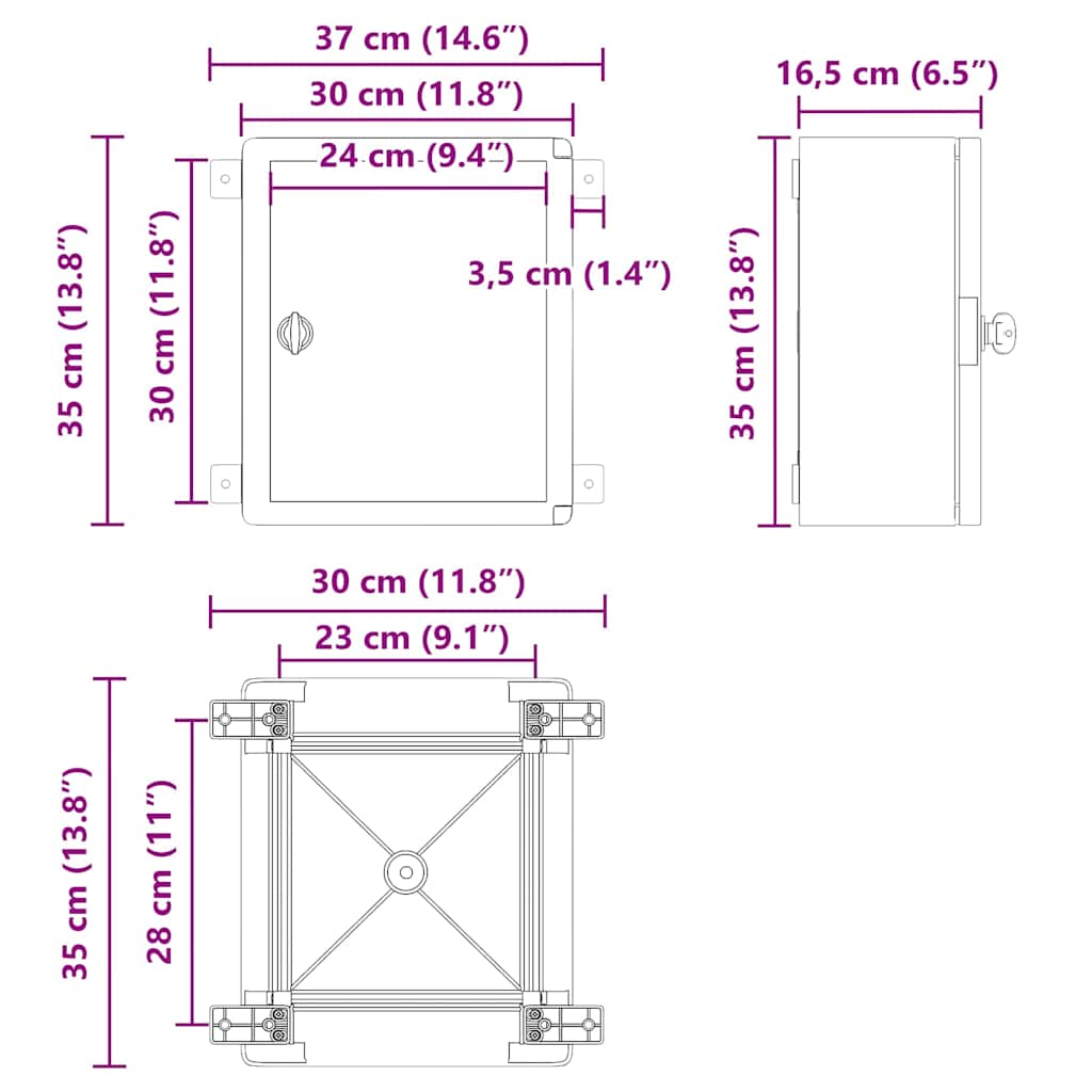 Vezérlőszekrény Szürke 30 x 16.5 x 35 cm ABS Műanyag 