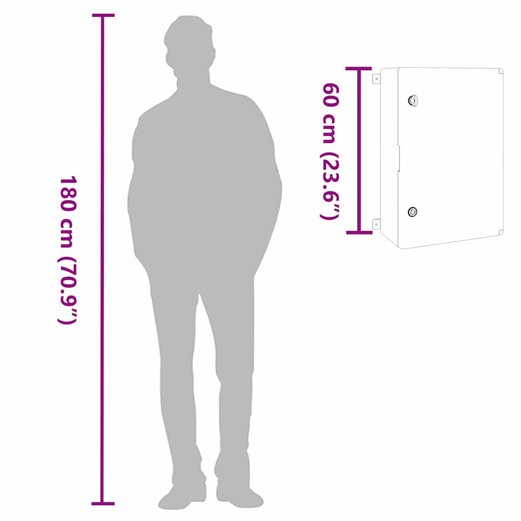 Vezérlőszekrény Szürke 40 x 20 x 60 cm ABS Műanyag 