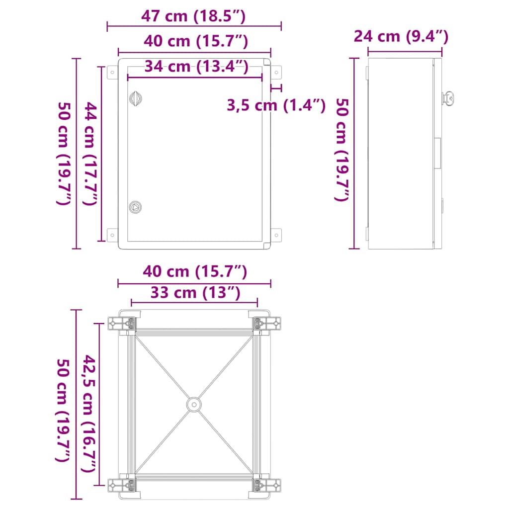 Ντουλάπι Ελέγχου Γκρι 40 x 24.5 x 50 εκ. ΑΒΣ Πλαστικό - Image 9
