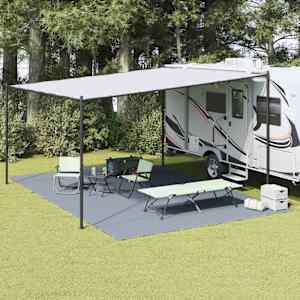 Preproga za šotor Modra in siva 600 x 400 cm Polietilen