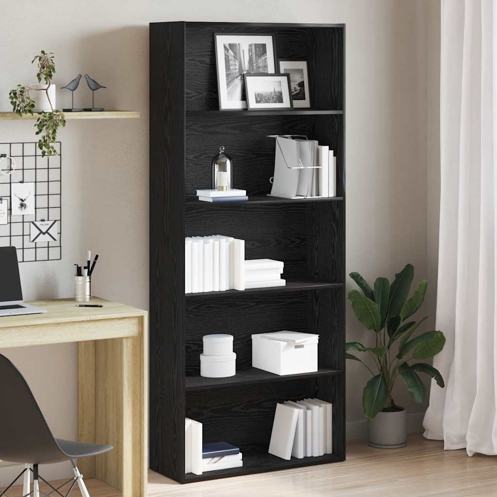 vidaXL Bücherregal Schwarz Eichen-Optik 80x30x189 cm Holzwerkstoff