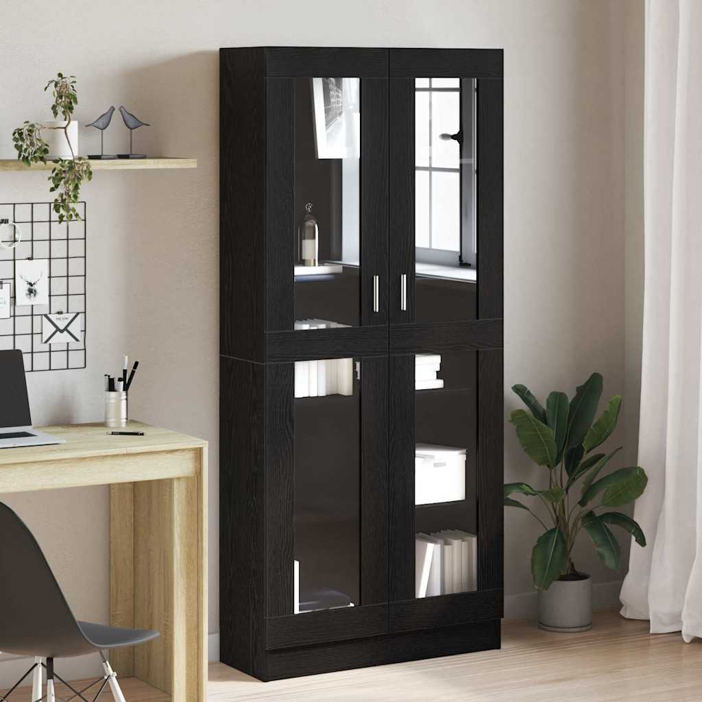 Bogskabe 2 stk Sort Eg 82,5x30,5x185 cm Lavet af Træ