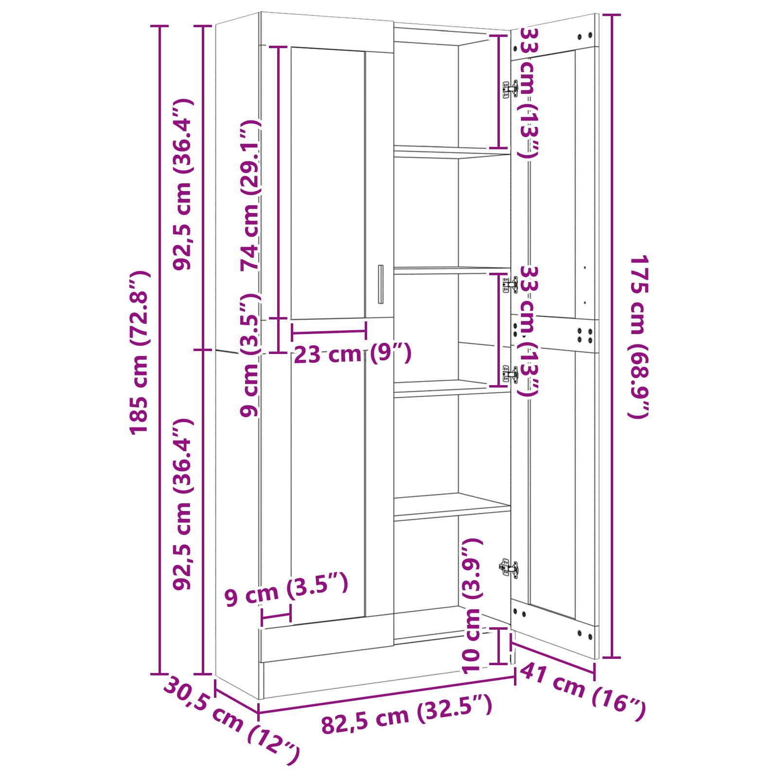 Knjigovni omar Črni hrast 82,5 x 30,5 x 185 cm Konstruiran les - slika 11
