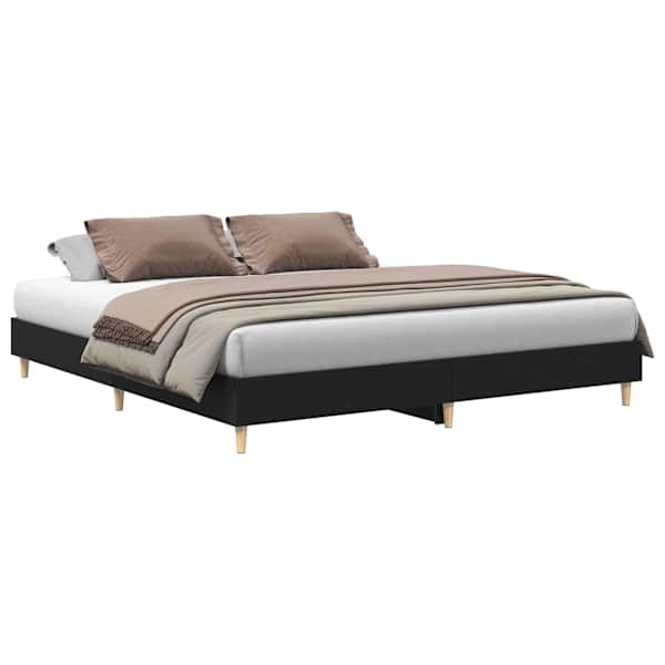vidaXL Voodi raam Must tamm 203 x 163 x 25 cm Tehispuit