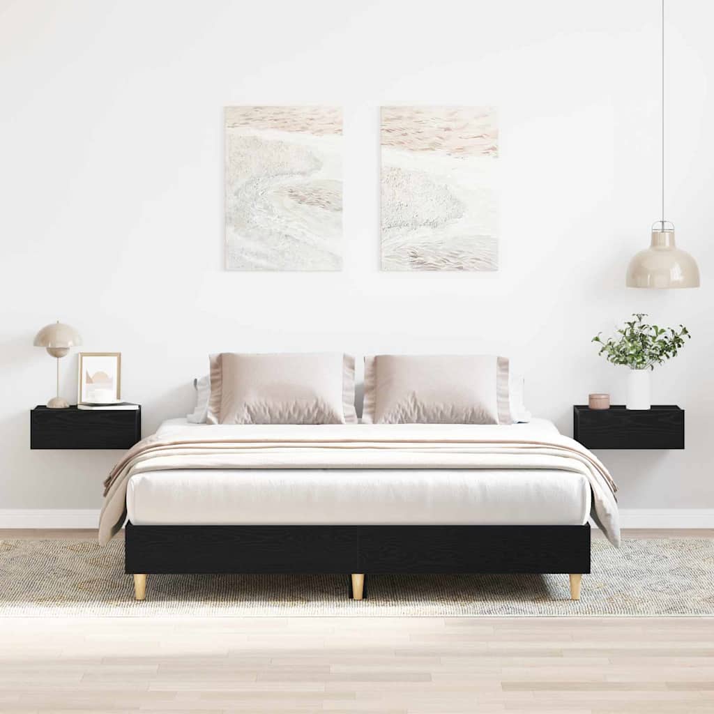 Marco de Cama Roble Negro 140x200 cm Madera de Ingeniería