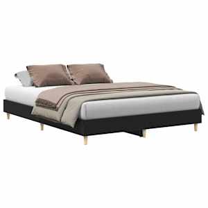 vidaXL Voodi raam Must tamm 203 x 143 x 25 cm Tehispuit
