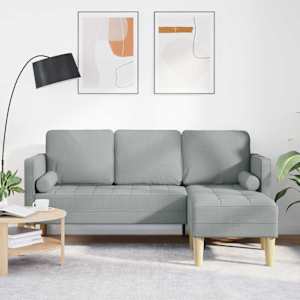 Set pohovek s polštářem Světle šedá Polyester - obrázek 1