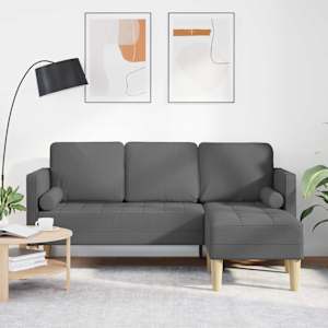 Set pohovek s polštářem Tmavě šedá Polyester - obrázek 1