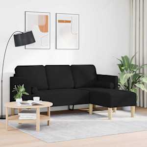 Set pohovek s polštářem Černá Polyester - obrázek 3