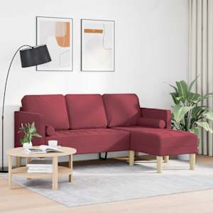 Set pohovek s polštářem Víno Červené Polyester - obrázek 3