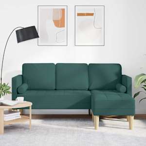 Set pohovek s polštářem Tmavě zelená Polyester - obrázek 1