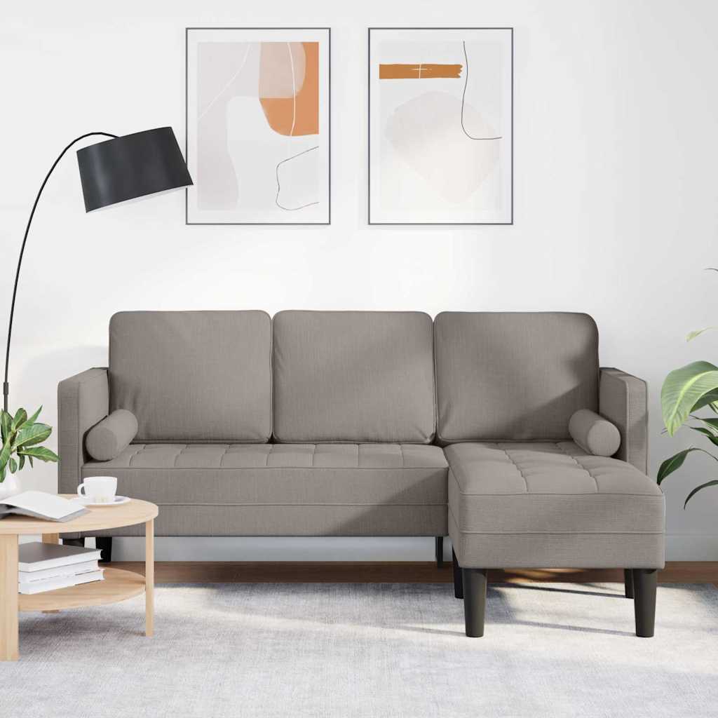 3-personers sofa i L-form taupe 160 cm stof