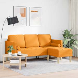 Set pohovek s polštářem Tmavě žlutá Polyester - obrázek 3