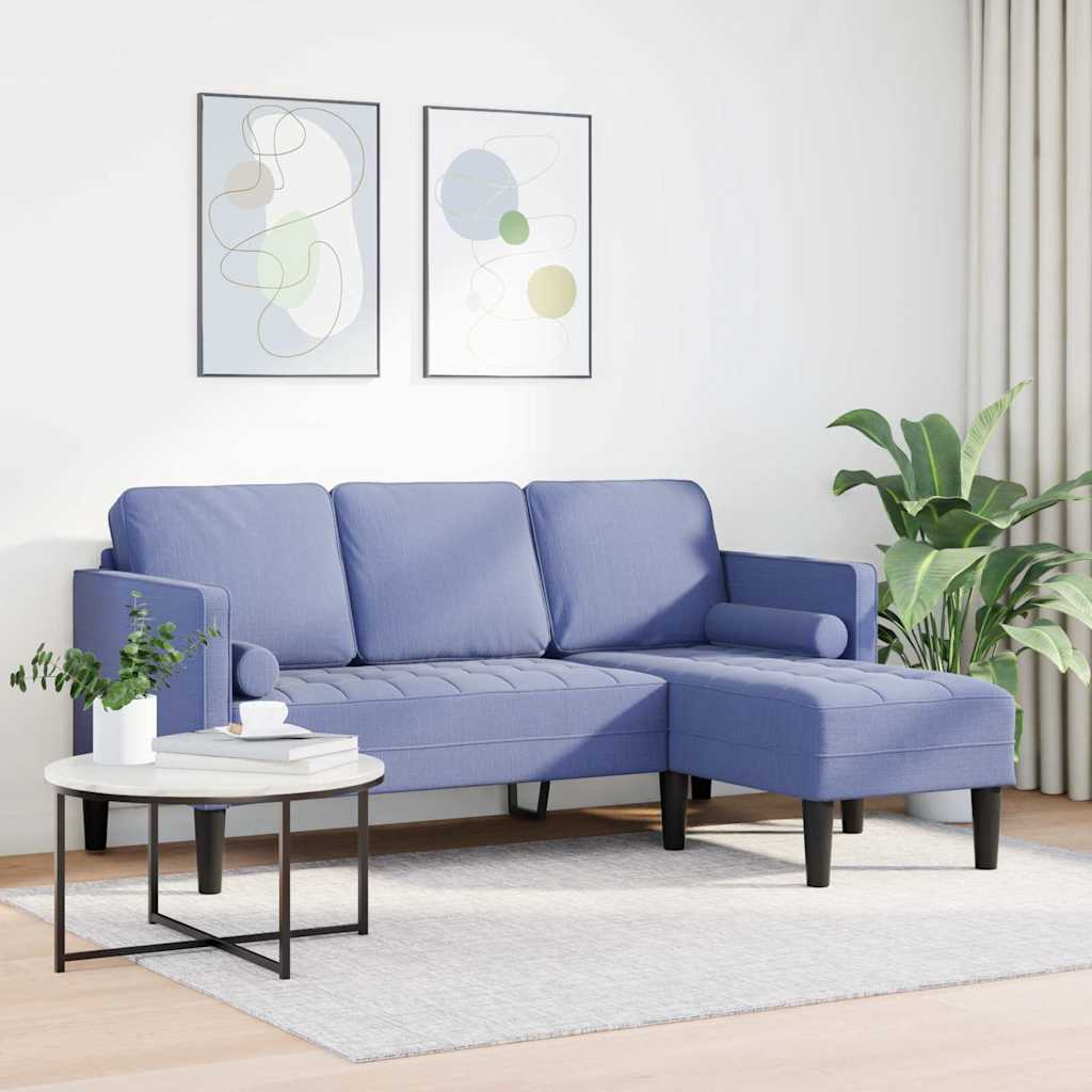 vidaXL Bank 3-zits L-vormig 160 cm stof jeansblauw