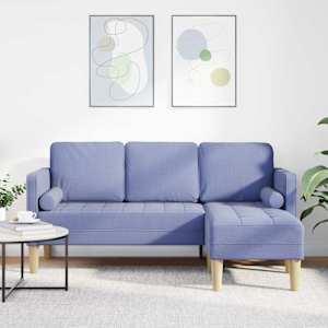 Set pohovek s polštářem Modrá džínovina Polyester - obrázek 1