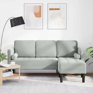 Set pohovek s polštářem Světle šedá Polyester - obrázek 1