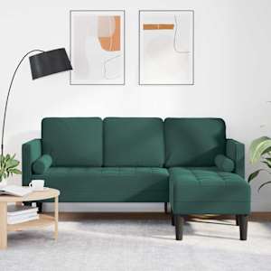 Set pohovek s polštářem Tmavě zelená Polyester - obrázek 1