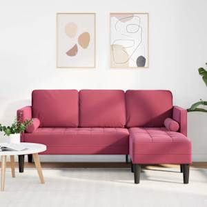 Set pohovek s polštářem Víno Červené Polyester - obrázek 1