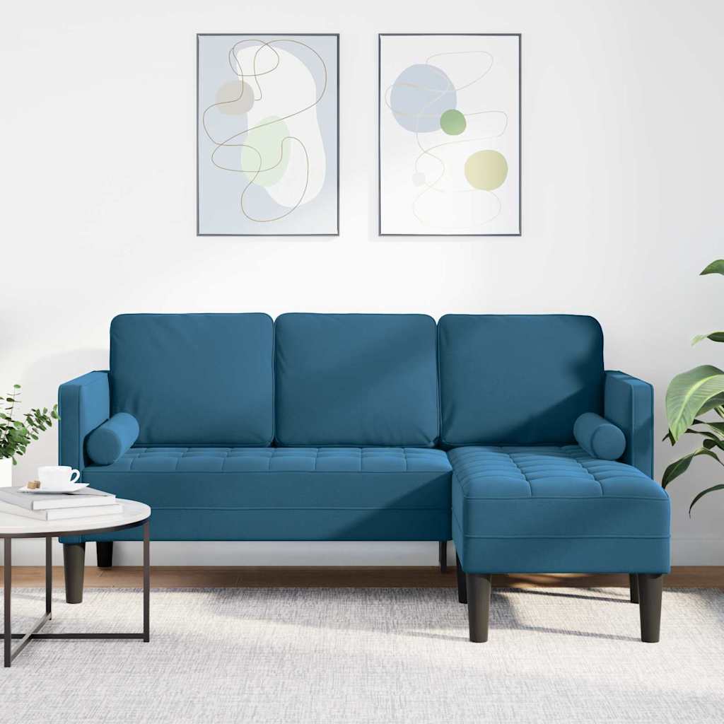 vidaXL L-förmiges Sofa Blau 173x131x67 cm Samt