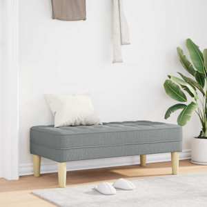 lavice s polštářem Světle šedá 113 x 57 x 39 cm textil - obrázek 1