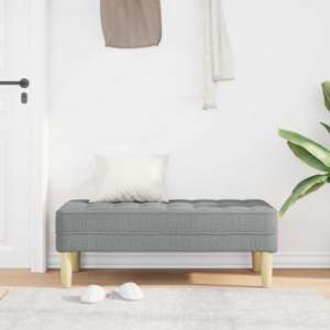 lavice s polštářem Světle šedá 113 x 57 x 39 cm textil - obrázek 3