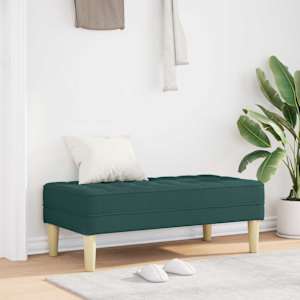 lavice s polštářem Tmavě zelená 113 x 57 x 39 cm textil - obrázek 1