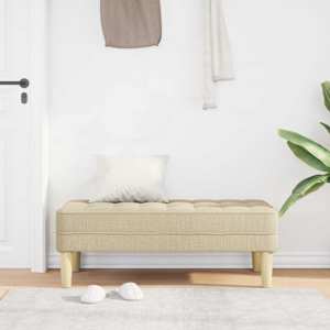 lavice s polštářem Krémová 113 x 57 x 39 cm textil - obrázek 3