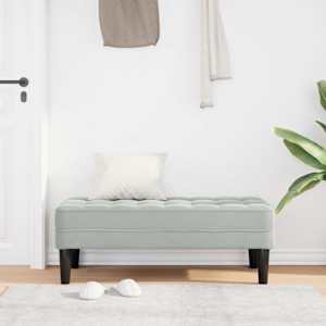 lavice s polštářem Světle šedá 113 x 57 x 39 cm samet - obrázek 3