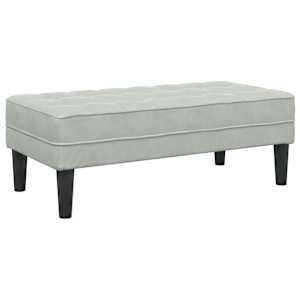 lavice s polštářem Světle šedá 113 x 57 x 39 cm samet - obrázek 2