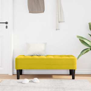 lavice s polštářem Žlutá 113 x 57 x 39 cm samet - obrázek 3