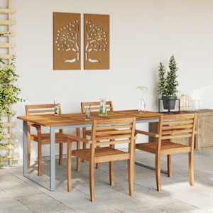 Zahradní stůl Šedá 180 x 90 x 75 cm Masivní akátové dřevo - obrázek 4