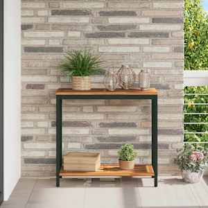 Zunanja miza s shranjevanjem Naravna in črna 80 x 35 x 75 cm