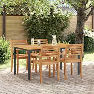 Zunanja miza Naravna in črna 150 x 90 x 75 cm