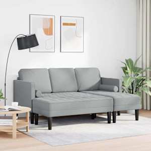 Set pohovek s polštářem 2 pcs Světle šedá Polyester - obrázek 3