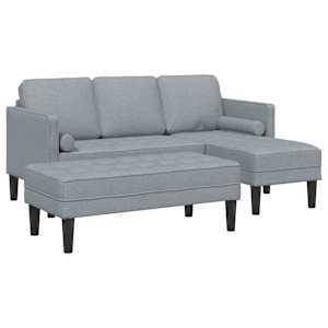 Set pohovek s polštářem 2 pcs Světle šedá Polyester - obrázek 2