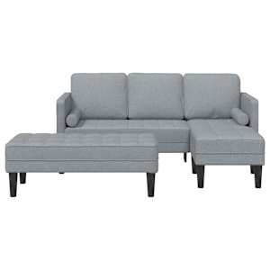 Set pohovek s polštářem 2 pcs Světle šedá Polyester - obrázek 4