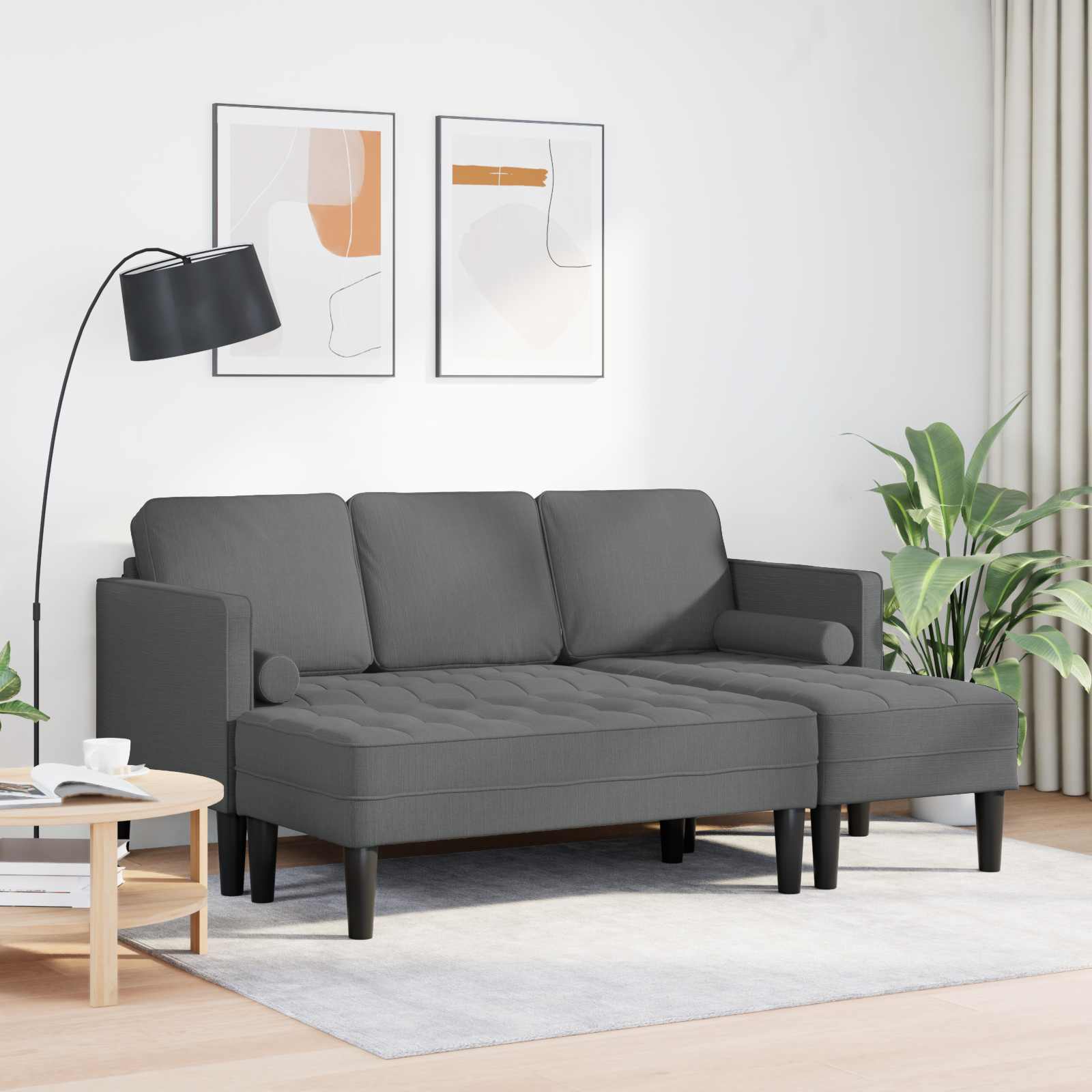 Thumbnail - vidaXL Sofa Set mit Kissen 2 pcs Dunkelgrau Polyester