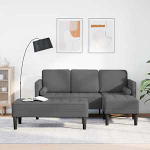 Set pohovek s polštářem 2 pcs Tmavě šedá Polyester - obrázek 1
