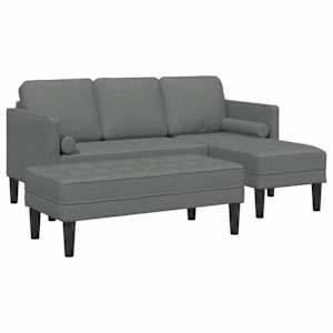 Set pohovek s polštářem 2 pcs Tmavě šedá Polyester - obrázek 2
