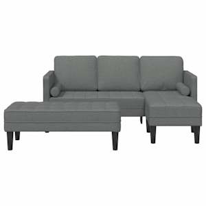 Set pohovek s polštářem 2 pcs Tmavě šedá Polyester - obrázek 4