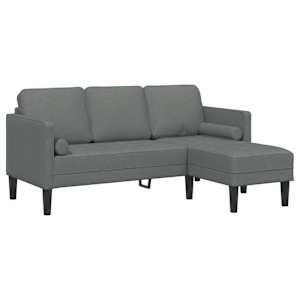 Set pohovek s polštářem 2 pcs Tmavě šedá Polyester - obrázek 5