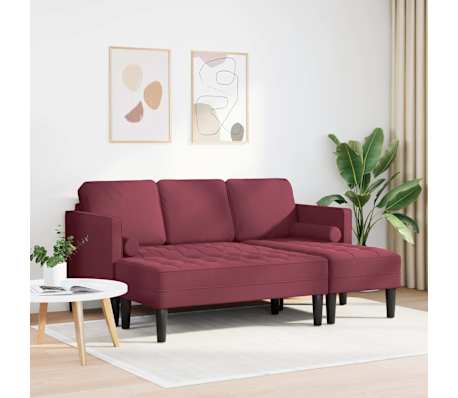 vidaXL Set sofe s jastukom 2 pcs Vinska crvena Poliester